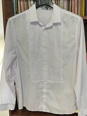 ASOS Slim White Pleated Front Dress Shirt